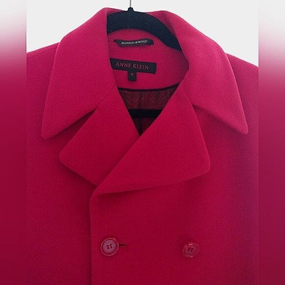 Anne Klein Lambswool Cashmere Coat Double Breasted SZ 10 EUC - Picture 3 of 16